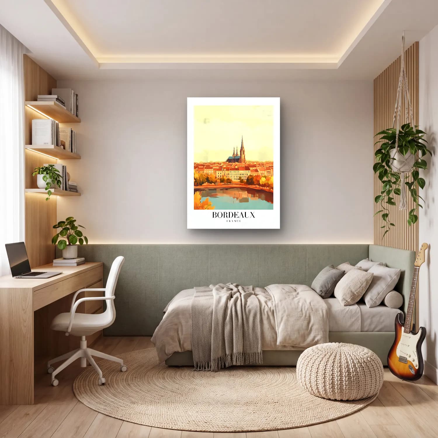 Suluboya Katedral – Turuncu Tonlar cam tablo — genç odasında
