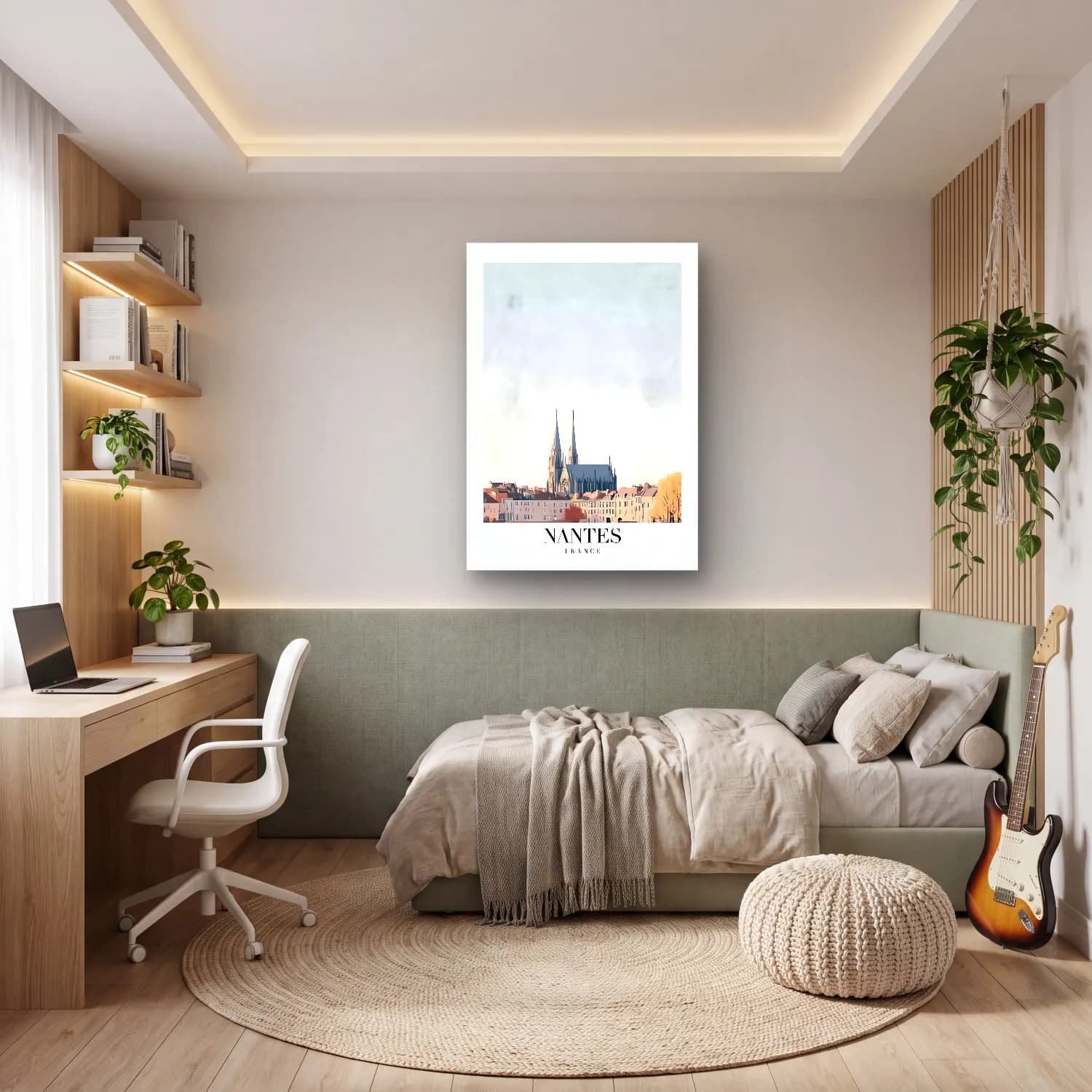 Pastel Katedral – Bej Tonlar cam tablo — genç odasında