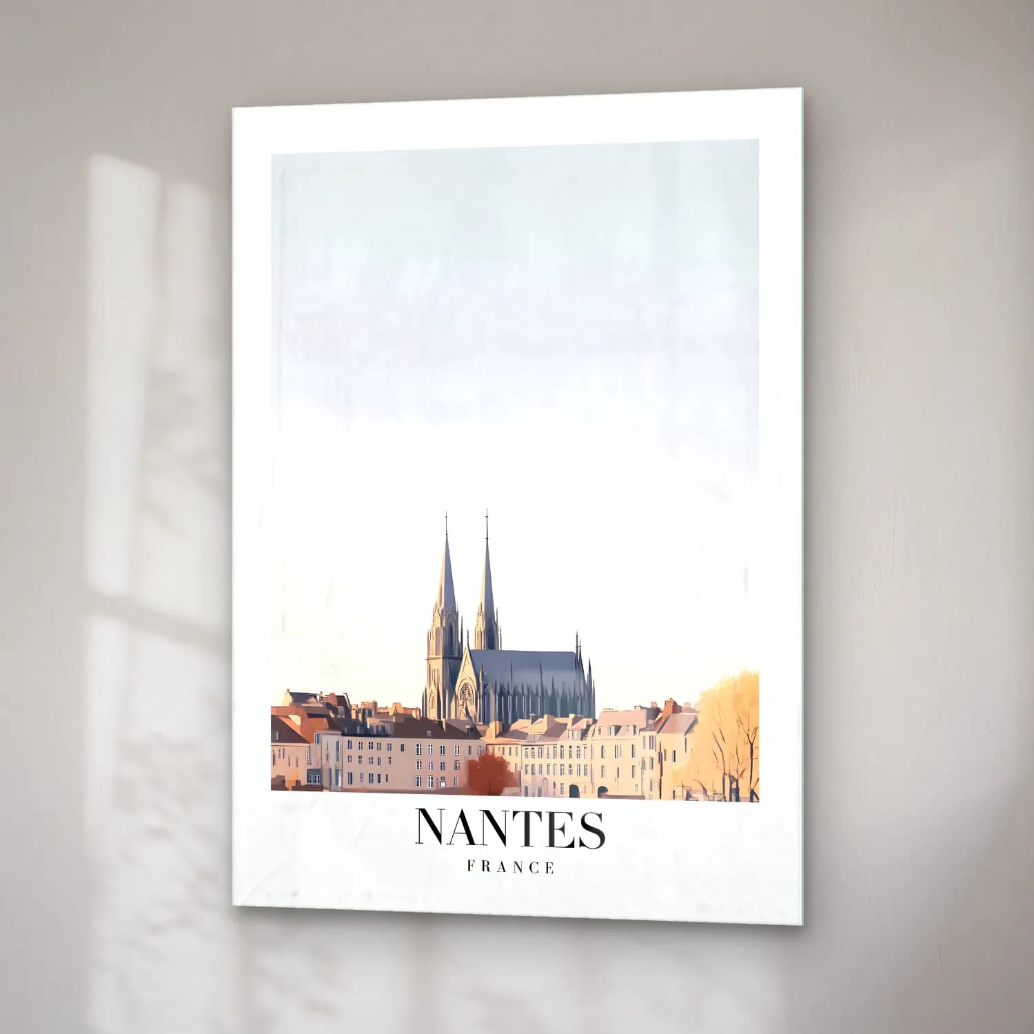 Pastel Katedral – Bej Tonlar cam tablo — sağ açıdan görünüm