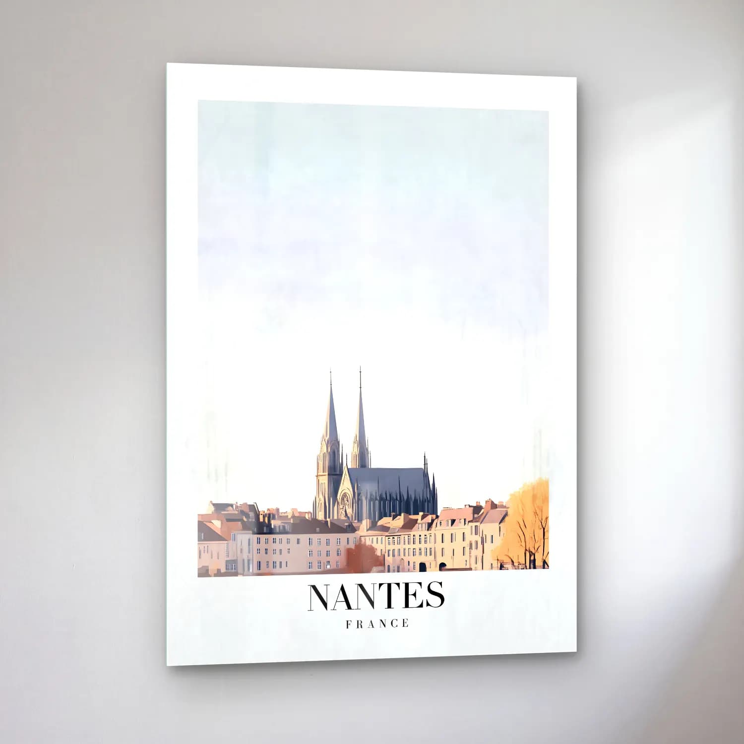 Pastel Katedral – Bej Tonlar cam tablo — sol açıdan görünüm