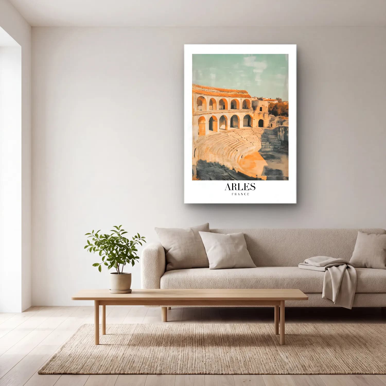 Pastel Roma No. 8 cam tablo — açık renk salonda