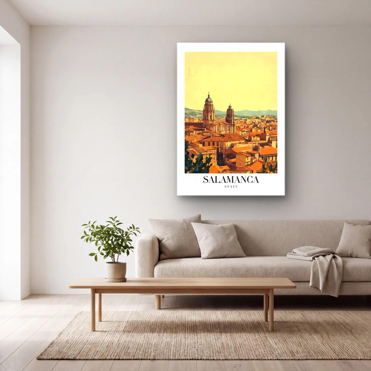 Pastel Roma No. 9 cam tablo — açık renk salonda