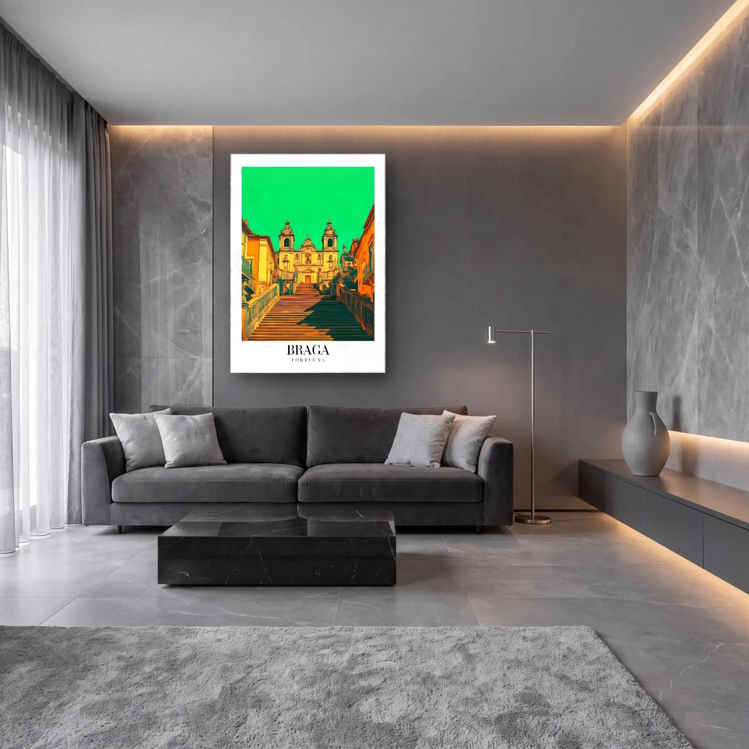 Pastel Katedral No. 12 cam tablo — lüks salon duvarında