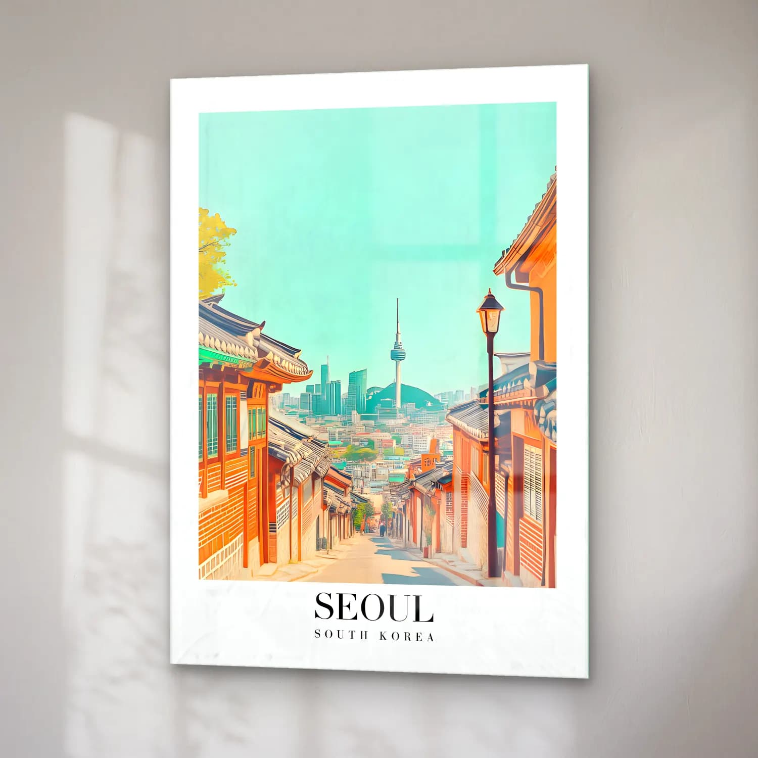 Pastel Japon Şehri No. 16 cam tablo — sağ açıdan görünüm