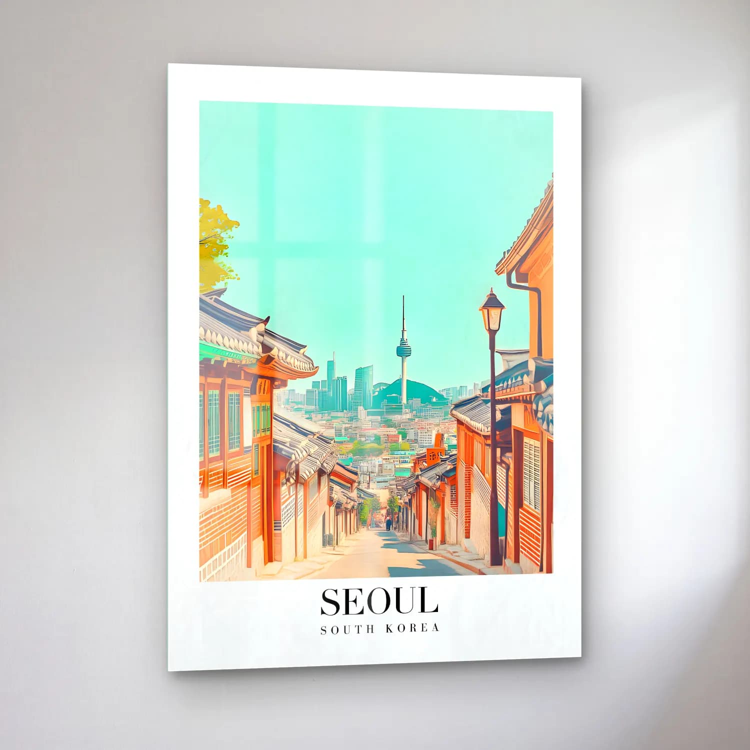 Pastel Japon Şehri No. 16 cam tablo — sol açıdan görünüm
