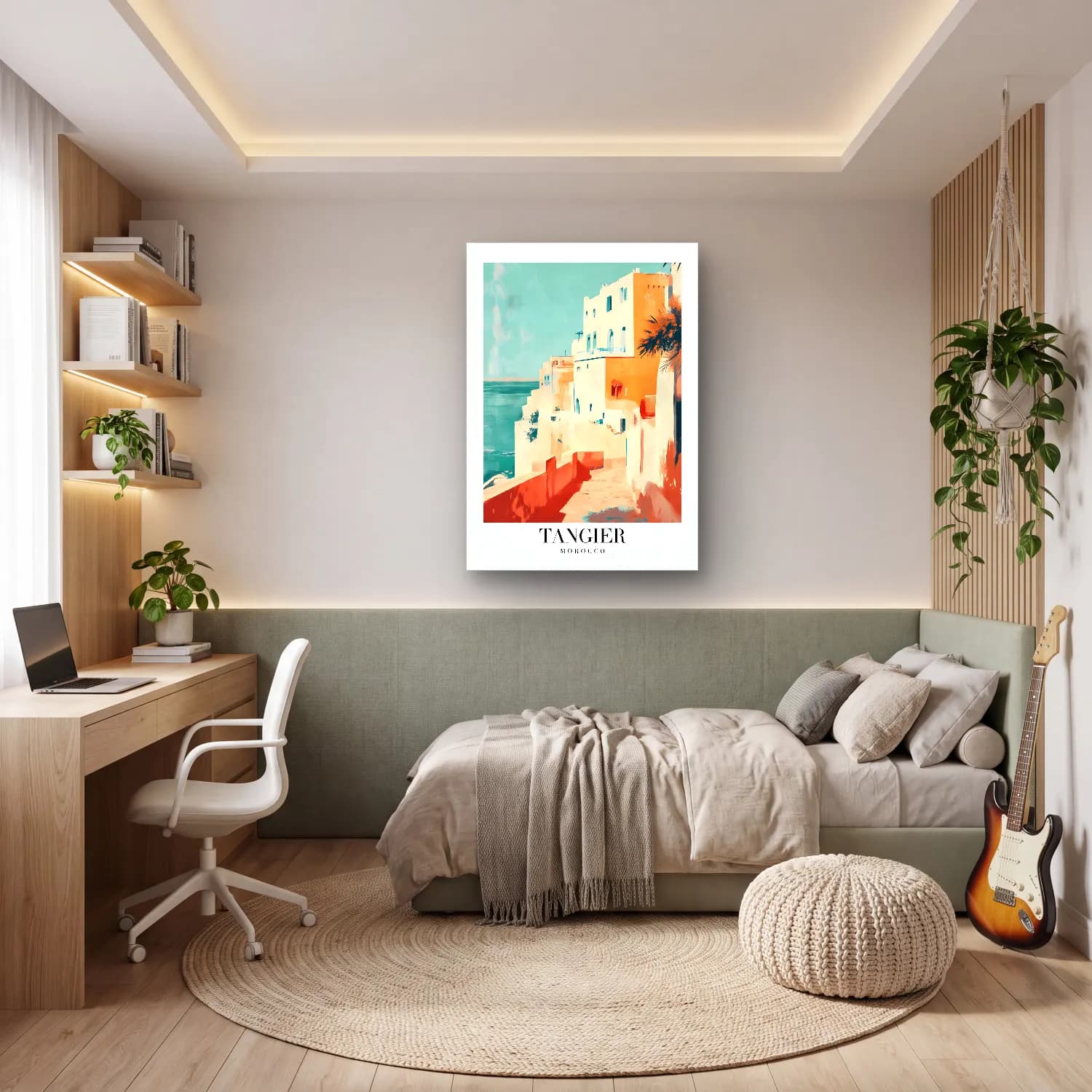 Boho Yunan Adası cam tablo — genç odasında