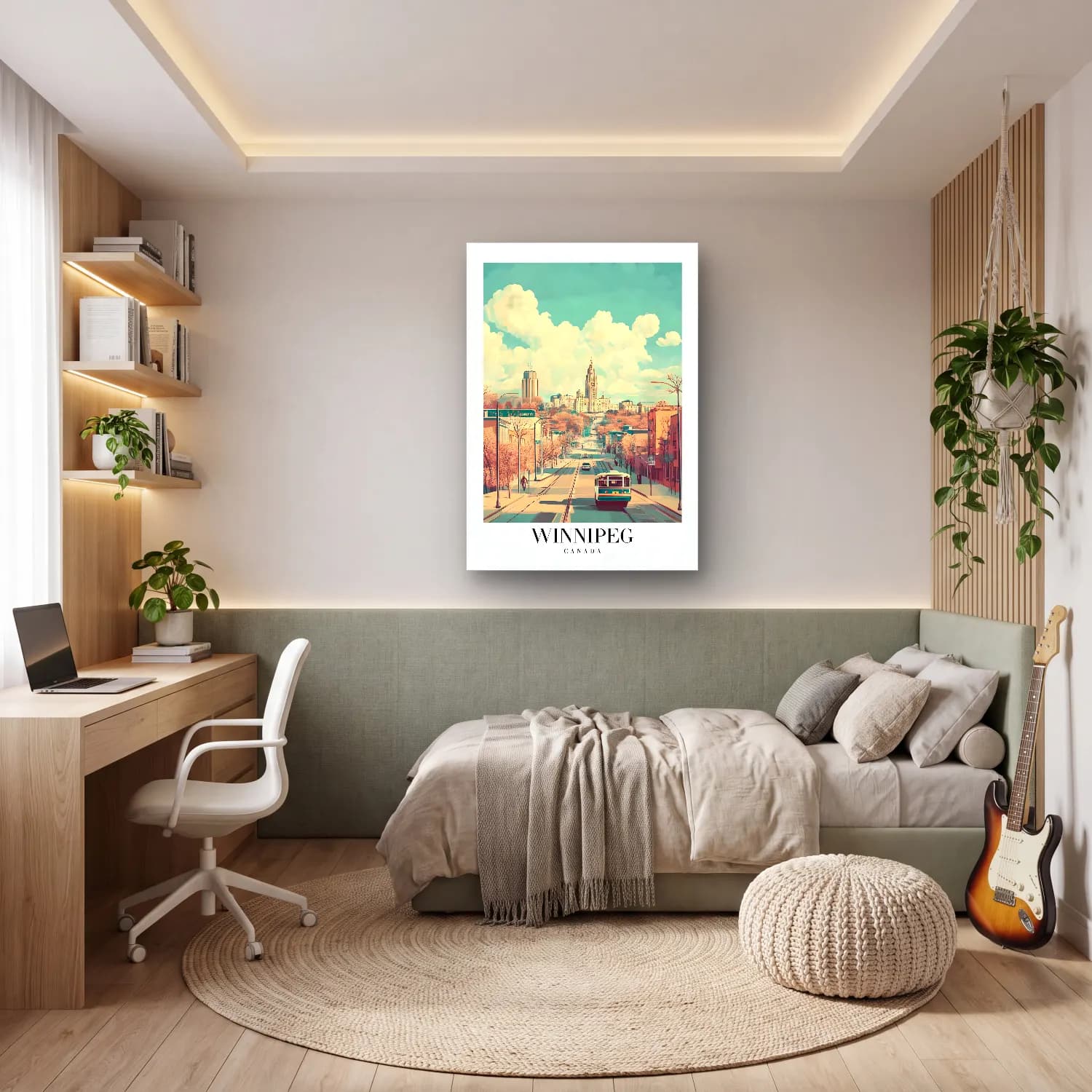 Pastel Tren – Turkuaz Tonlar cam tablo — genç odasında