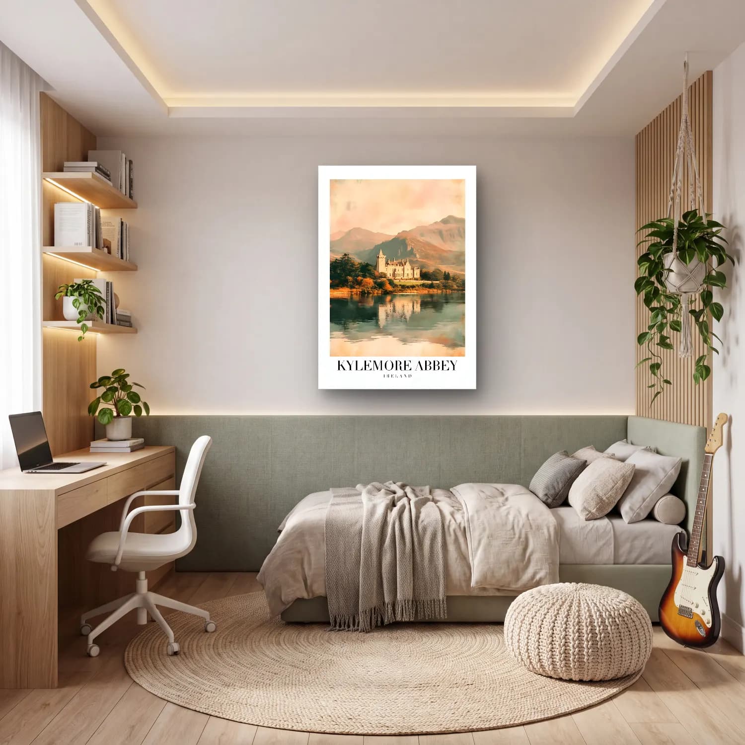 Pastel Şato No. 12 cam tablo — genç odasında