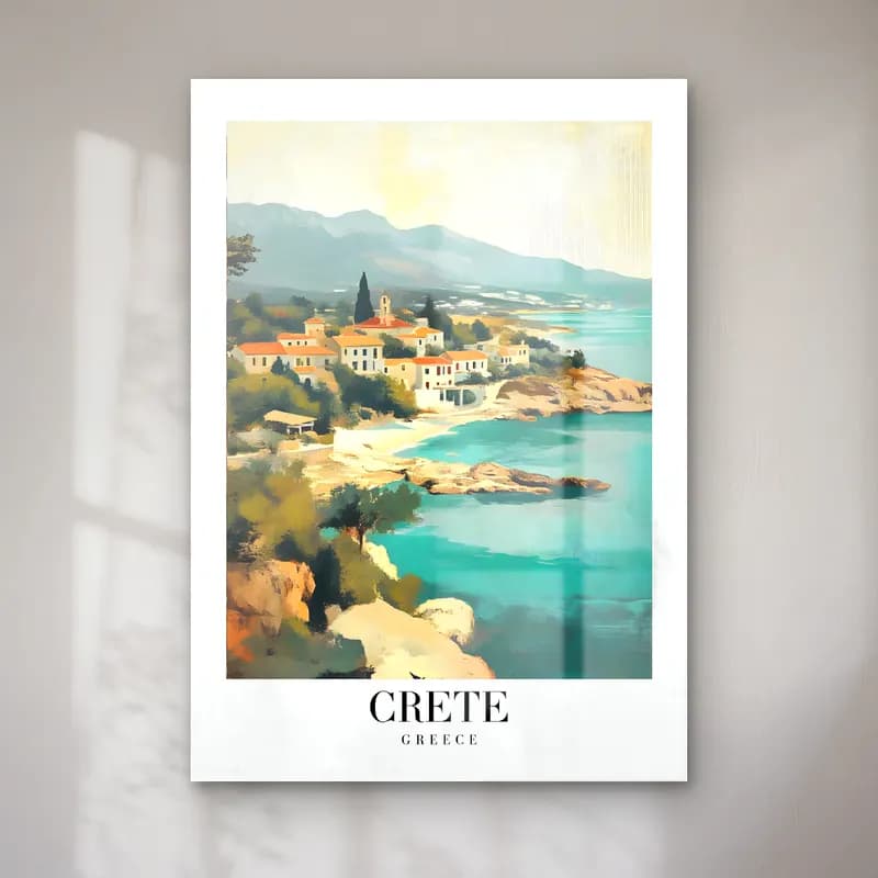 Pastel Akdeniz Sahil Kasabası No. 29 cam tablo — Pastel Akdeniz Sahil Kasabası No. 29 — pastel akdeniz sahil kasabası