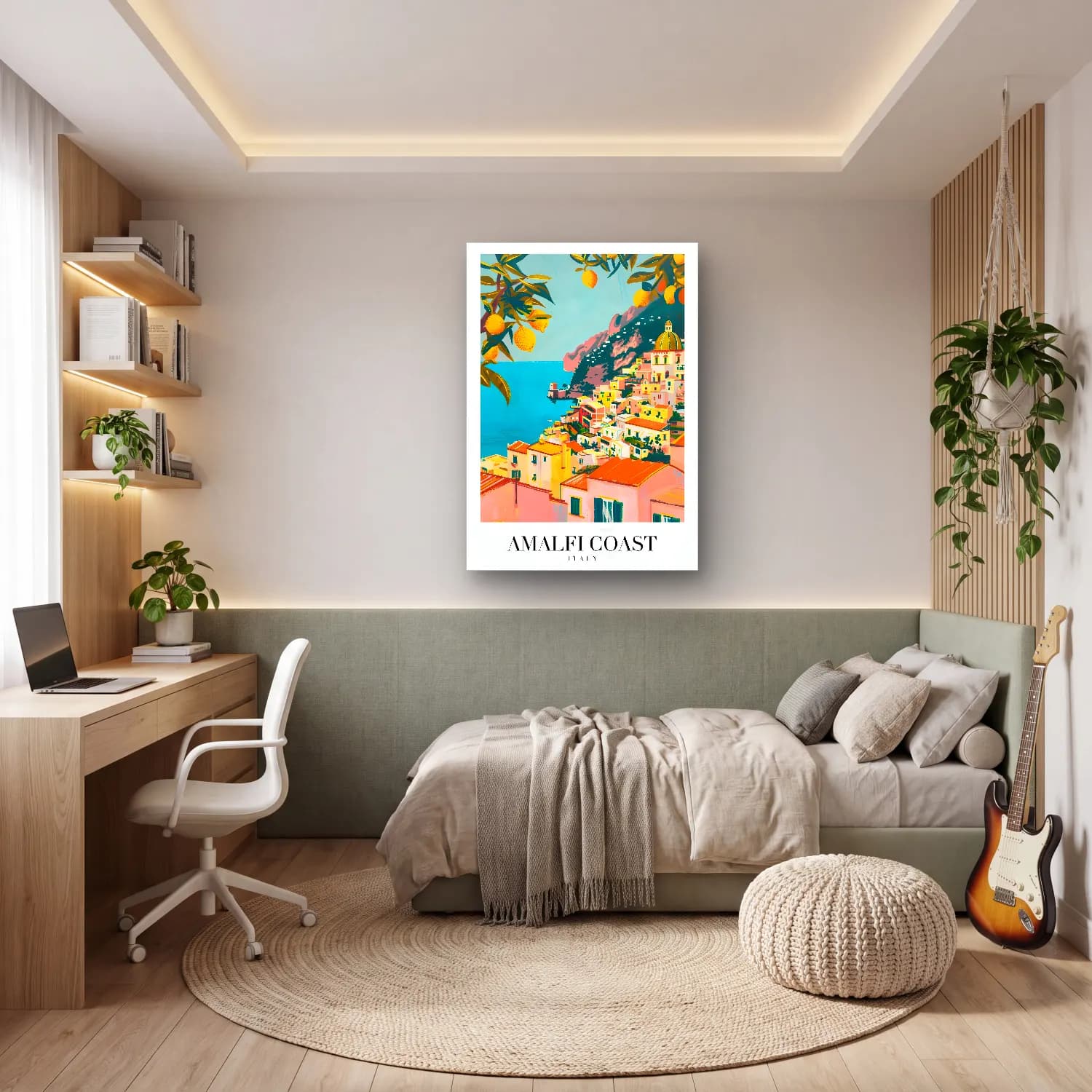 Pastel İtalyan Sahili No. 6 cam tablo — genç odasında