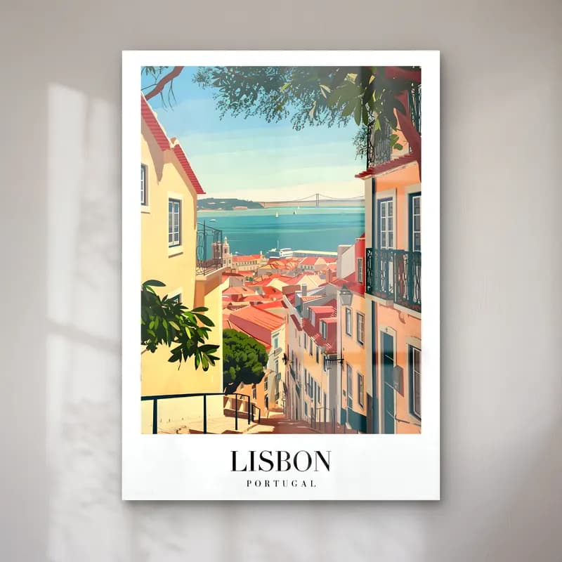 Pastel Akdeniz Sahil Kasabası – Turuncu Tonlar cam tablo — Pastel Akdeniz Sahil Kasabası – Turuncu Tonlar — pastel akdeniz sahil kasabası