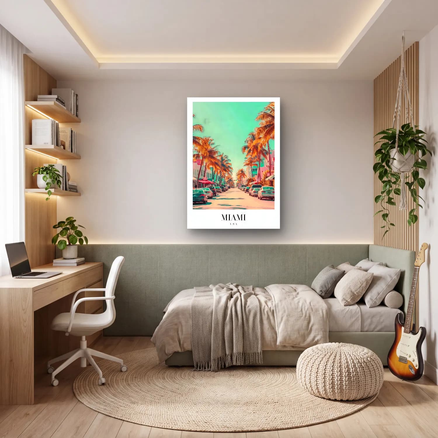 Pastel Köy Sokağı No. 6 cam tablo — genç odasında