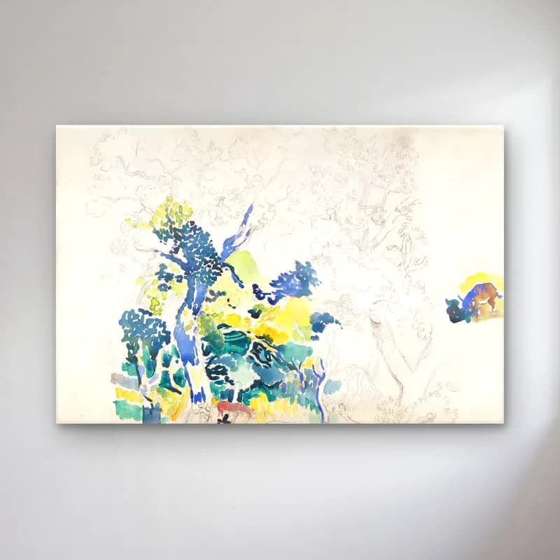Henri-Edmond Cross – Çiçek Bahçesi cam tablo — Henri-Edmond Cross – Çiçek Bahçesi — suluboya çiçek bahçesi