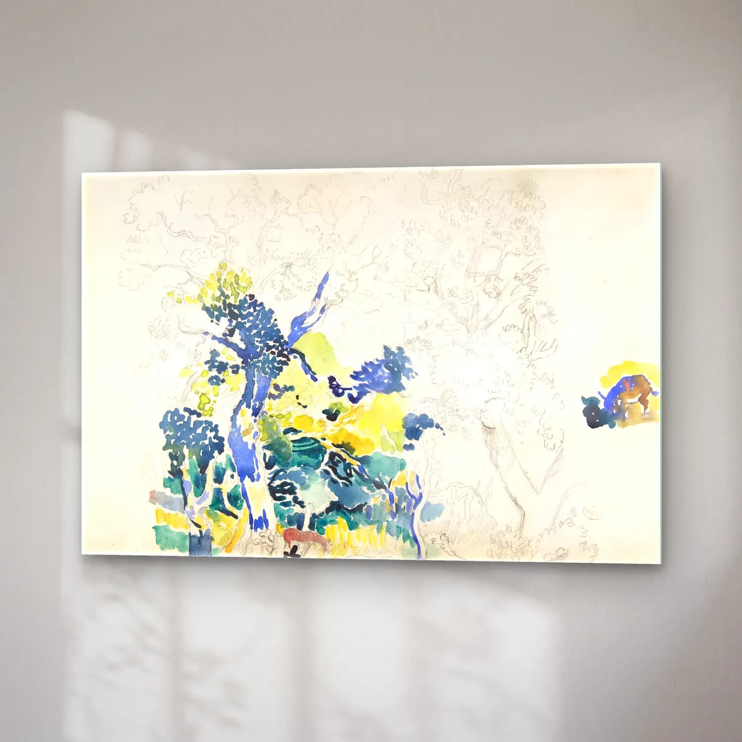Henri-Edmond Cross – Çiçek Bahçesi cam tablo — sağ açıdan görünüm