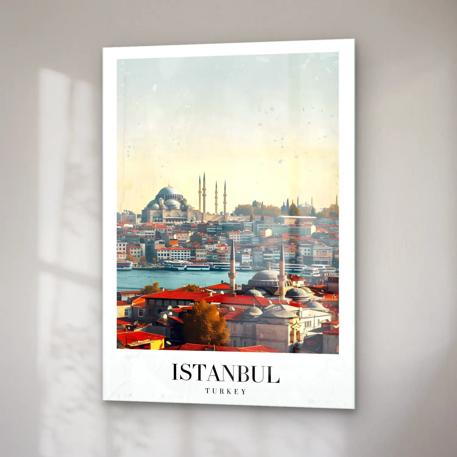 Vintage İstanbul No. 2 cam tablo — sağ açıdan görünüm