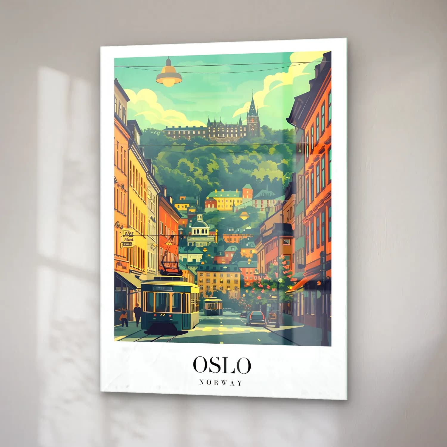 Vintage Poster Kafeli Avrupa Sokağı No. 5 cam tablo — sağ açıdan görünüm