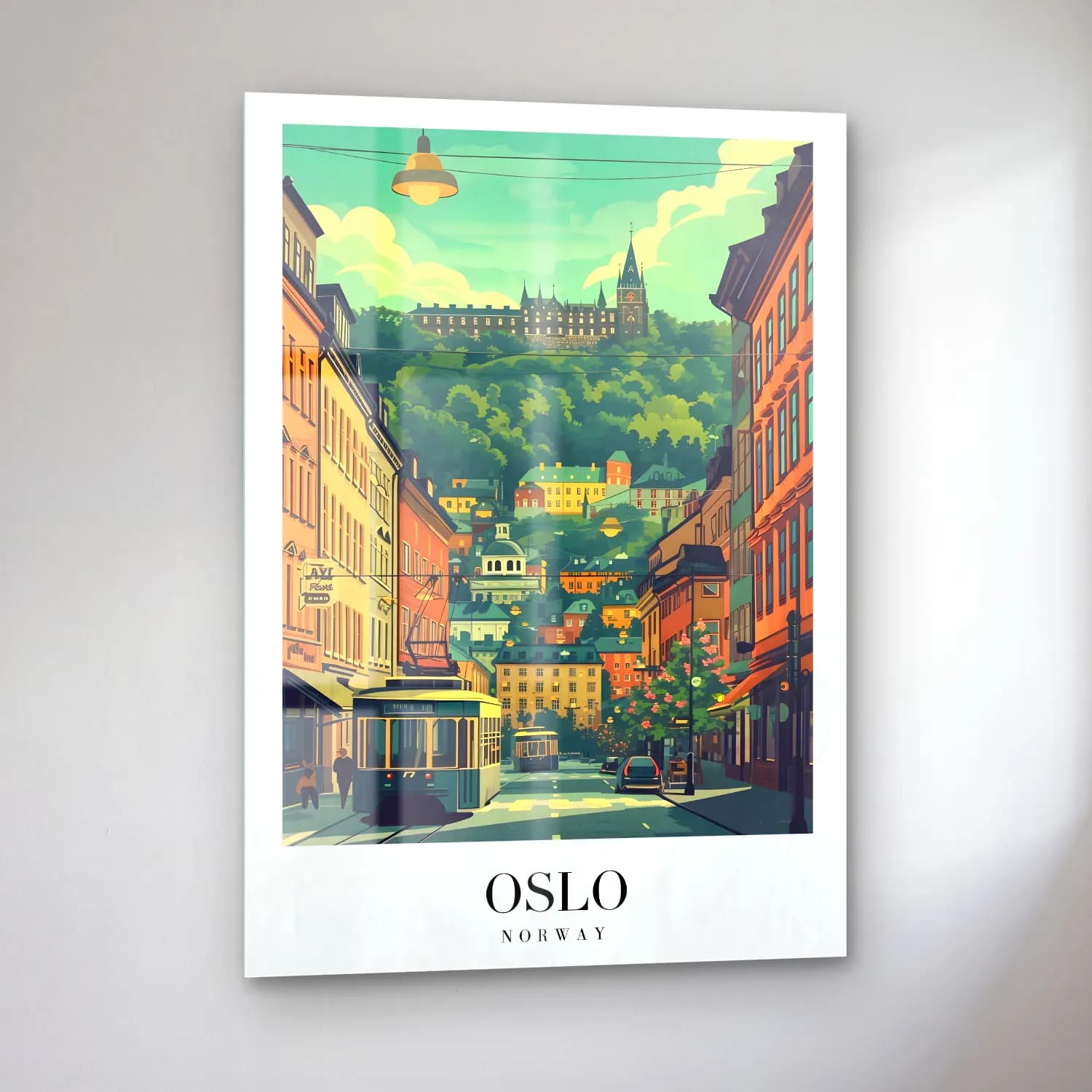 Vintage Poster Kafeli Avrupa Sokağı No. 5 cam tablo — sol açıdan görünüm