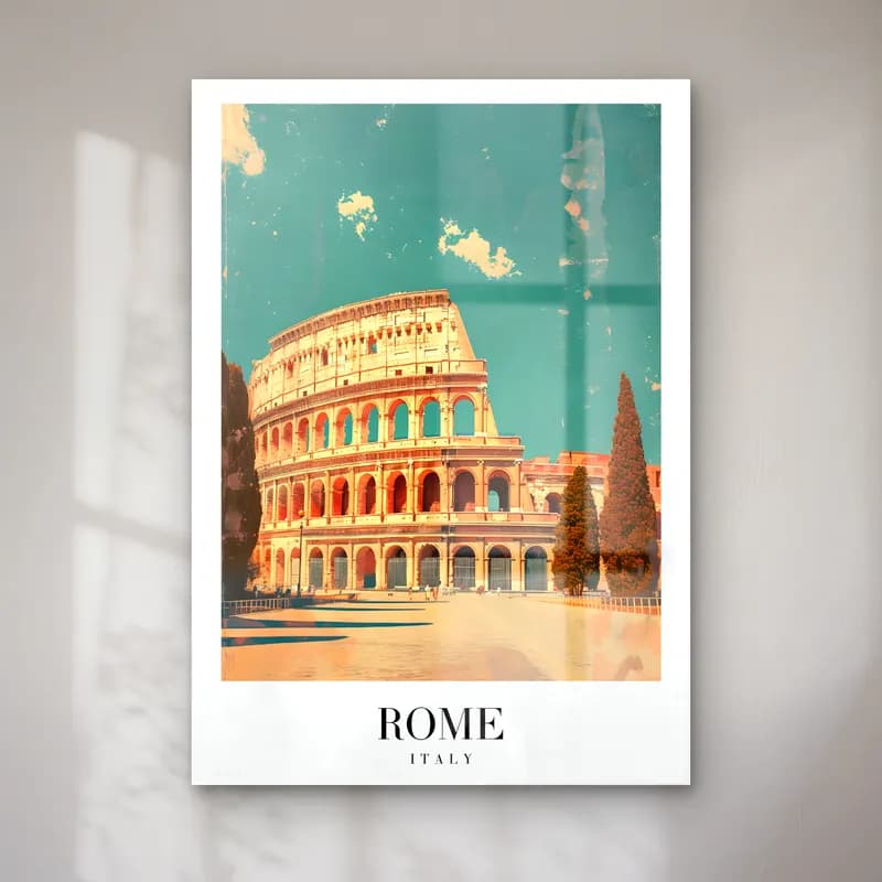 Vintage Roma – Turkuaz Tonlar cam tablo — Vintage Roma – Turkuaz Tonlar — vintage roma