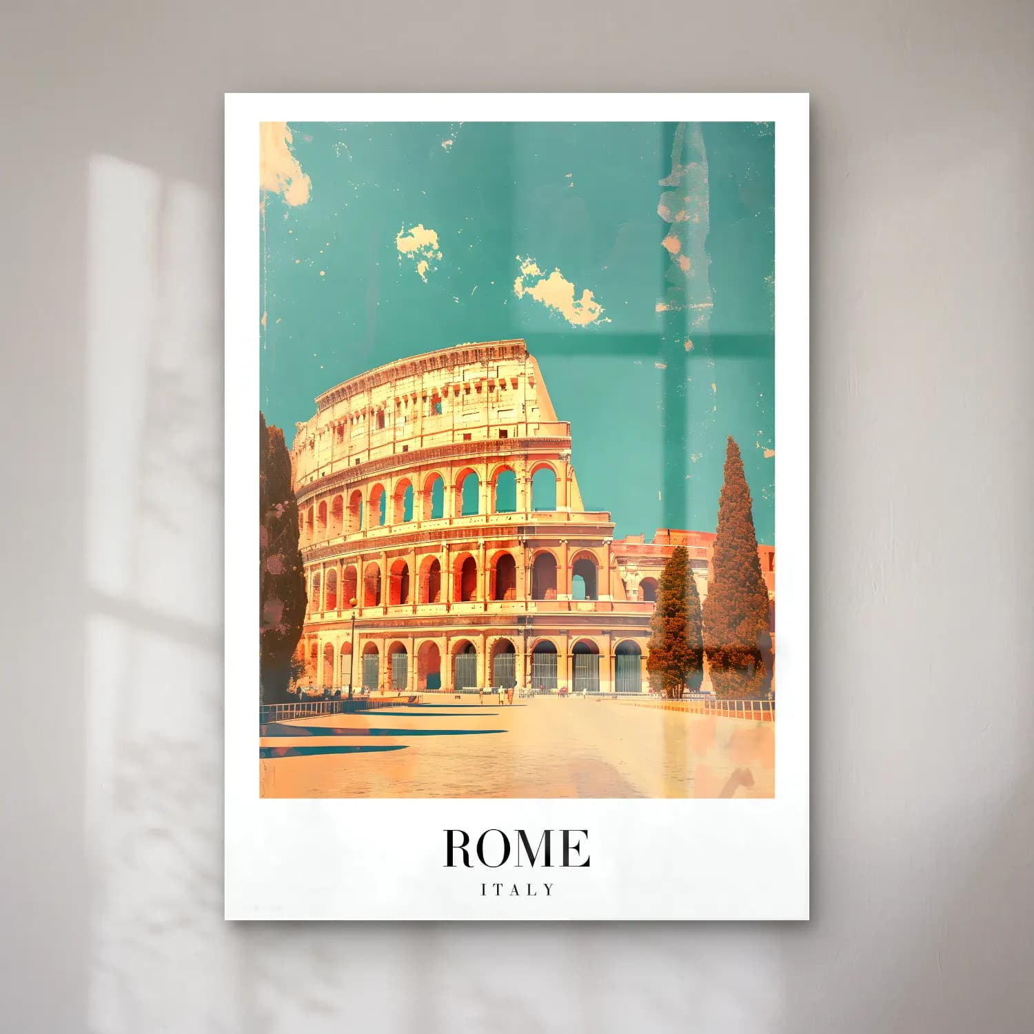 Vintage Roma – Turkuaz Tonlar cam tablo — Vintage Roma – Turkuaz Tonlar — vintage roma