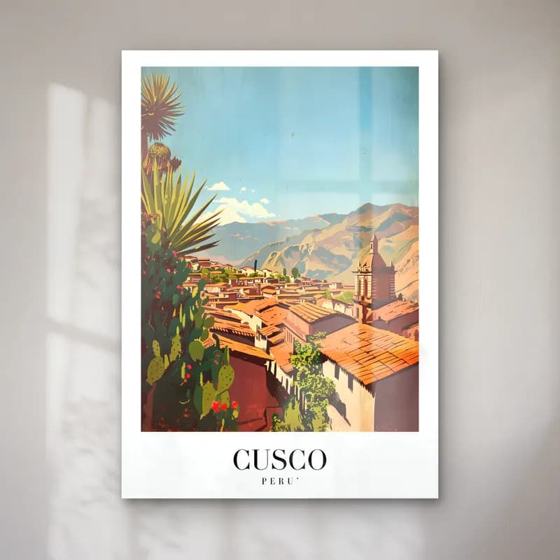 Vintage Poster Akdeniz Sahil Kasabası No. 12 cam tablo — Vintage Poster Akdeniz Sahil Kasabası No. 12 — vintage poster akdeniz sahil kasabası