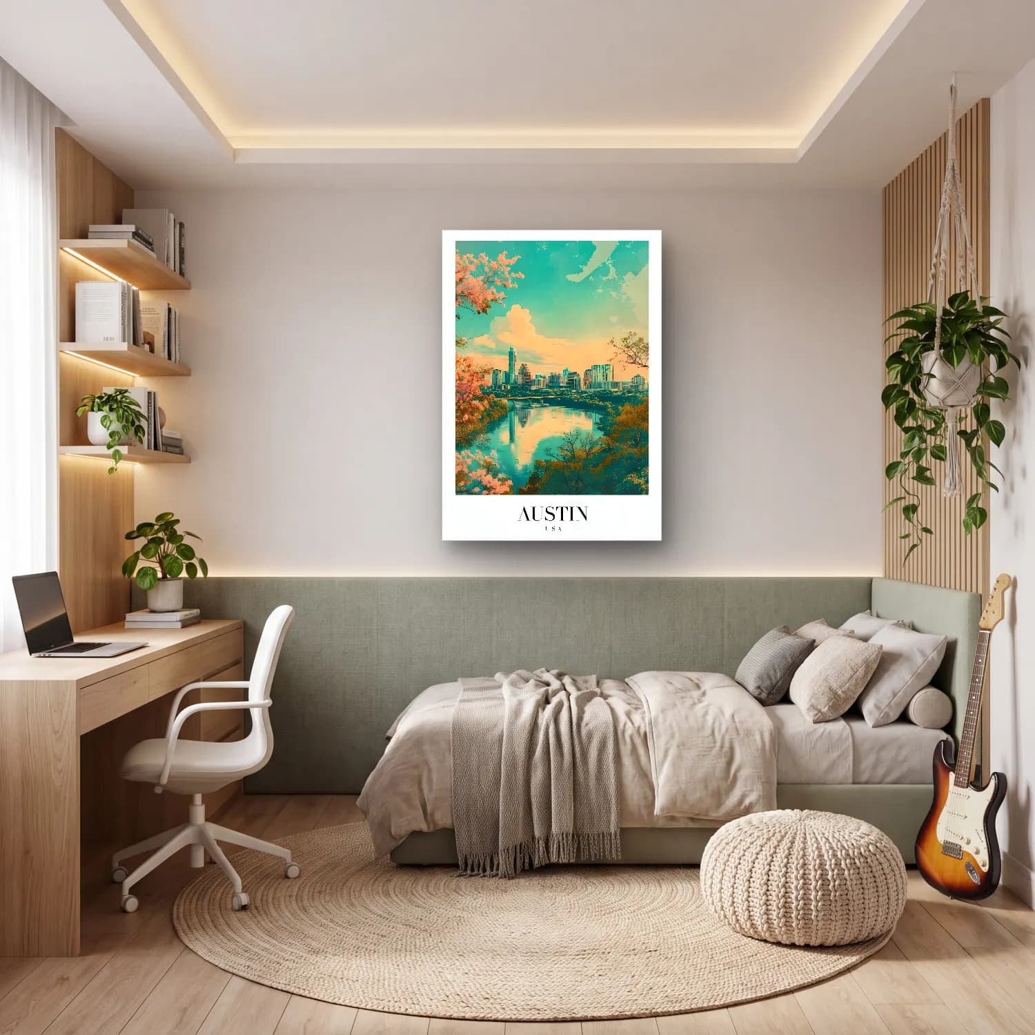 Pastel Kiraz Çiçekleri No. 20 cam tablo — genç odasında