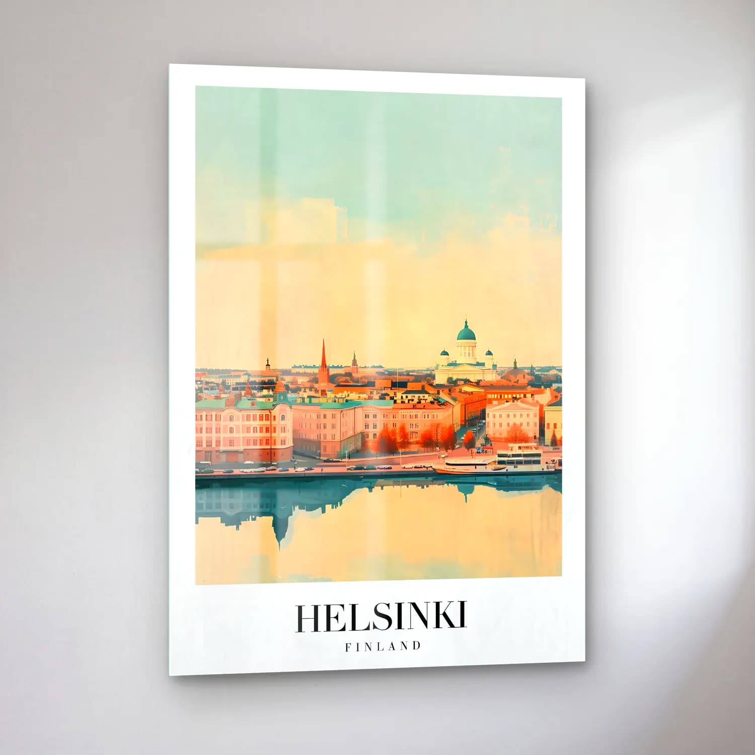 Pastel Katedral – Turkuaz Tonlar cam tablo — sol açıdan görünüm