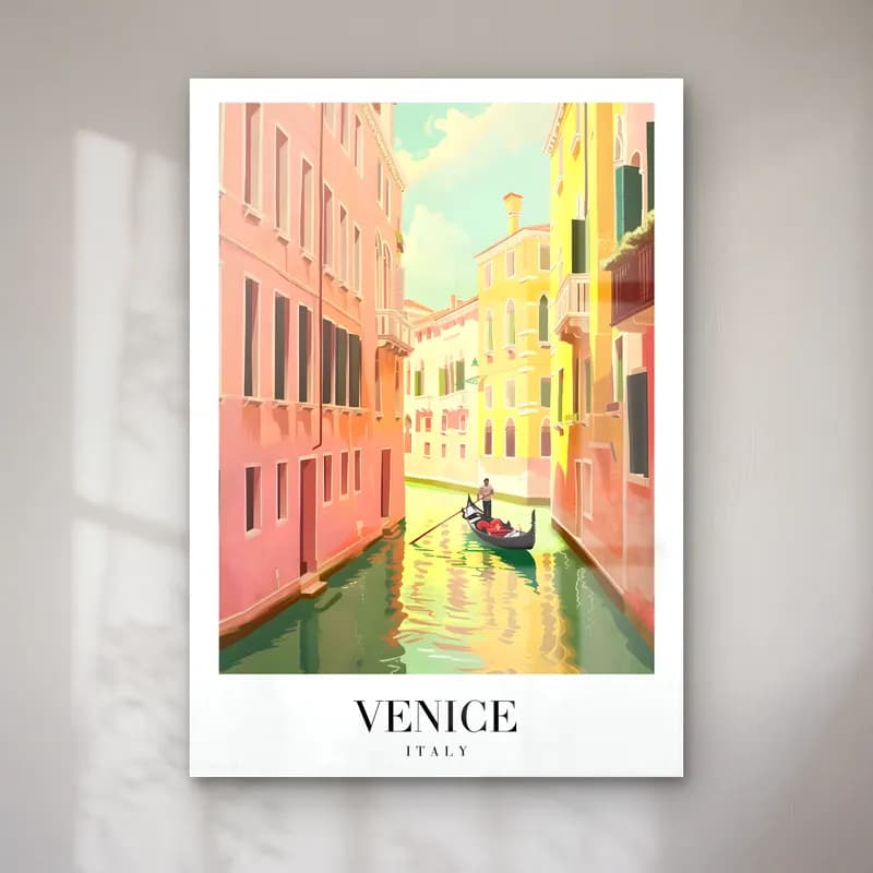 Pastel Venedik Kanalları No. 3 cam tablo — Pastel Venedik Kanalları No. 3 — pastel venedik kanalları