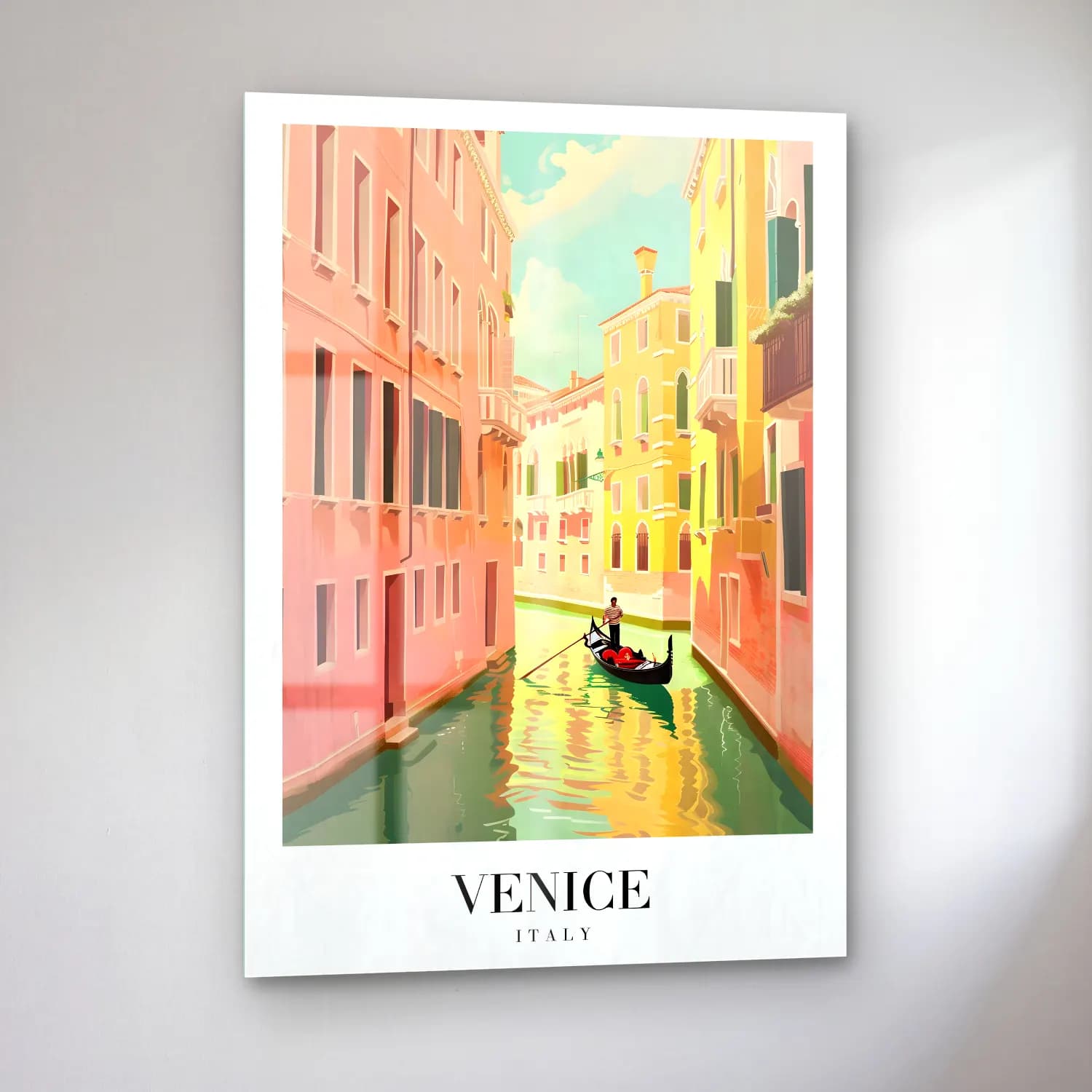 Pastel Venedik Kanalları No. 3 cam tablo — sol açıdan görünüm