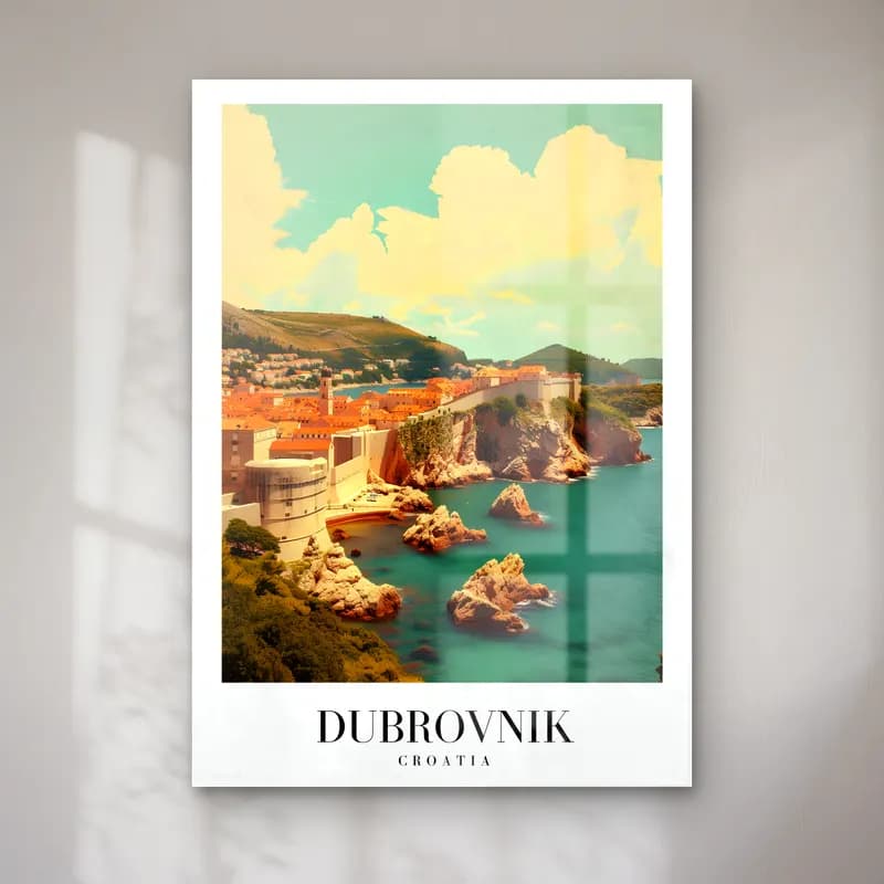 Vintage Poster Akdeniz Sahil Kasabası No. 15 cam tablo — Vintage Poster Akdeniz Sahil Kasabası No. 15 — vintage poster akdeniz sahil kasabası
