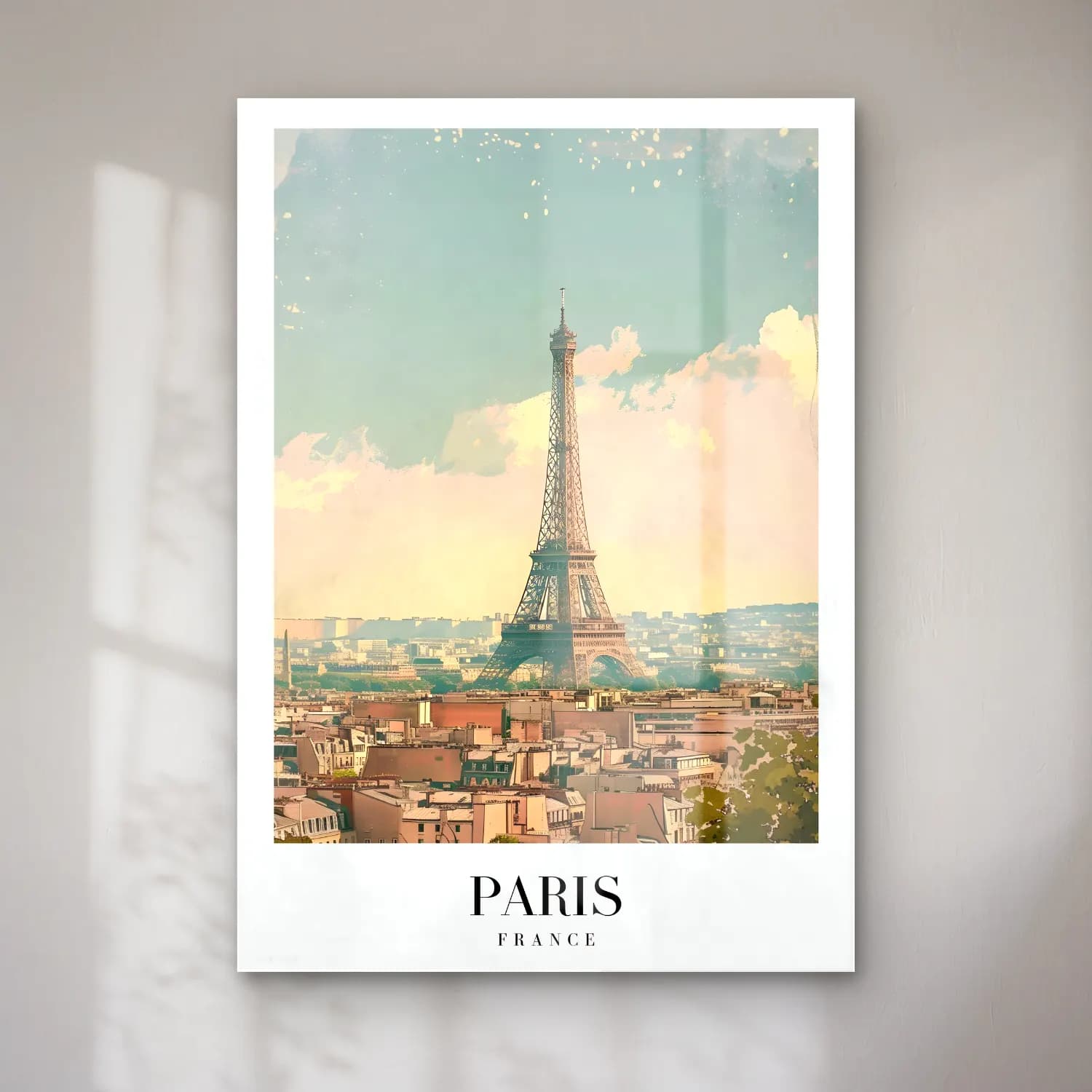 Pastel Paris ve Eyfel Kulesi No. 9 cam tablo — Pastel Paris ve Eyfel Kulesi No. 9 — pastel paris ve eyfel kulesi