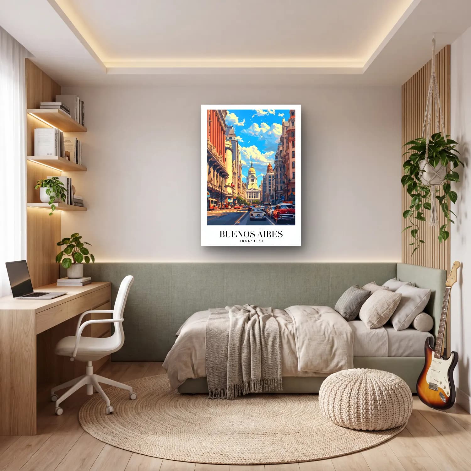 Vintage Poster Kafeli Avrupa Sokağı No. 6 cam tablo — genç odasında