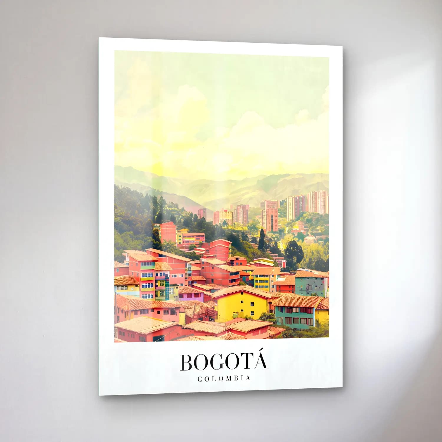 Pastel Dağ Manzarası No. 11 cam tablo — sol açıdan görünüm