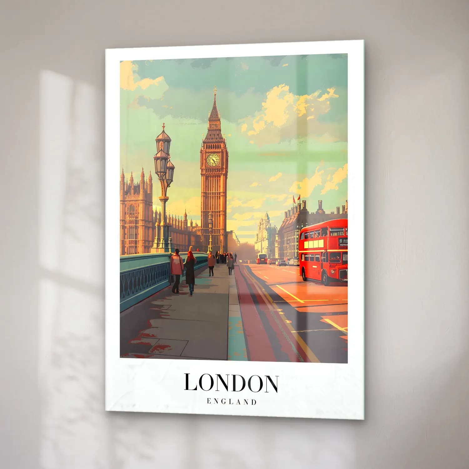 Vintage Londra No. 5 cam tablo — sağ açıdan görünüm