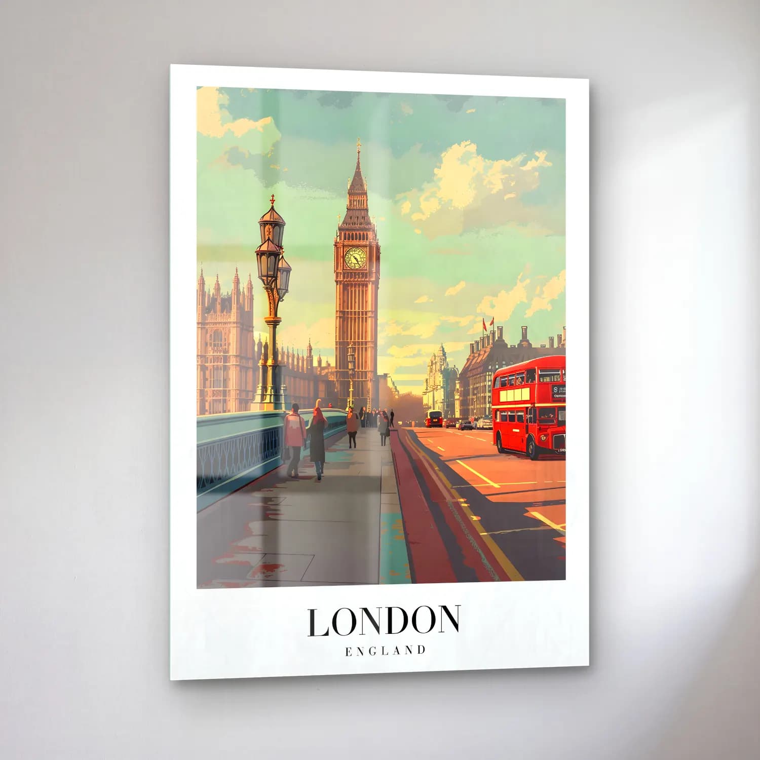 Vintage Londra No. 5 cam tablo — sol açıdan görünüm