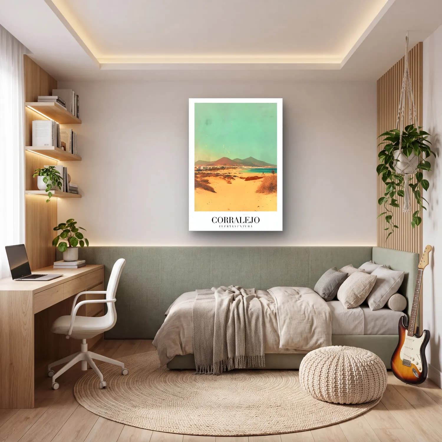 Pastel Dalgalı Sahil No. 25 cam tablo — genç odasında