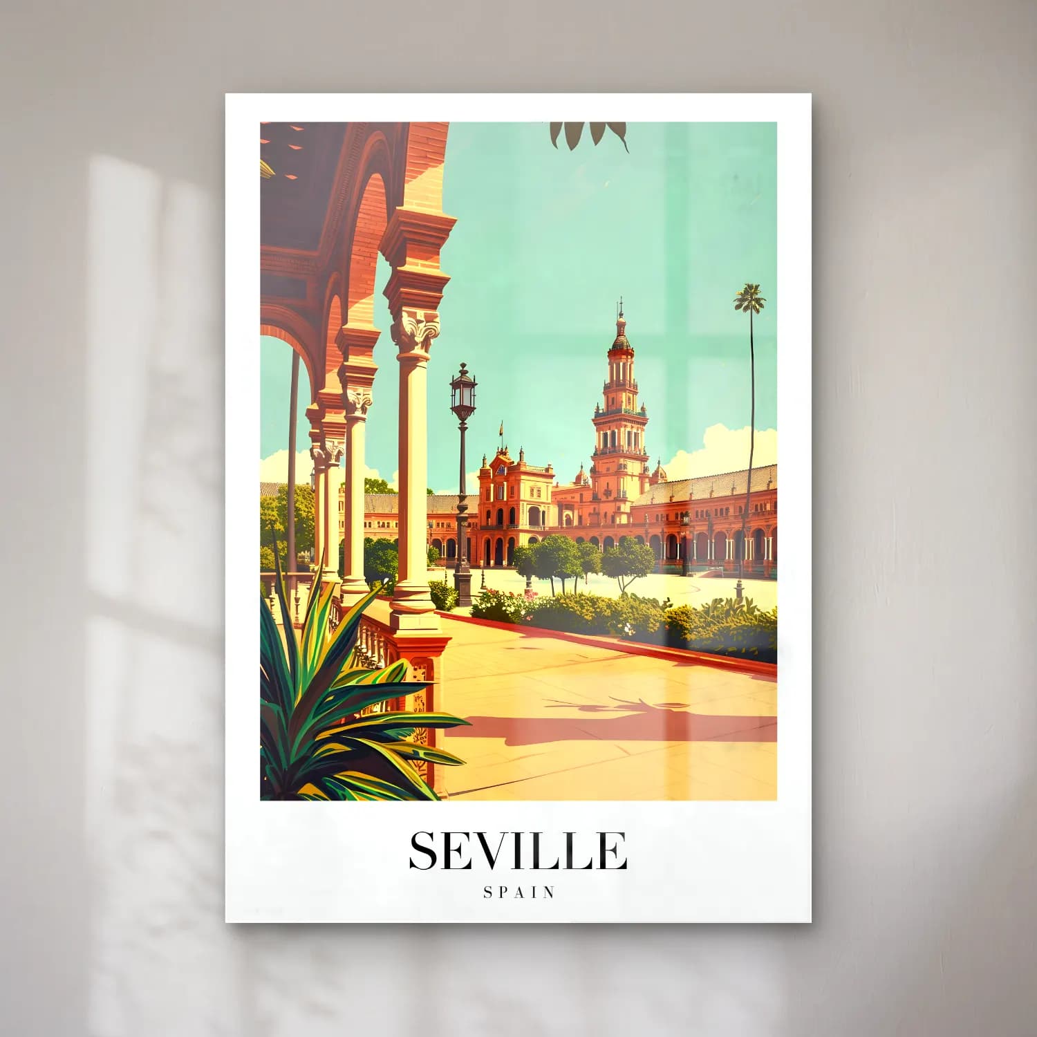 Vintage Akdeniz Sahil Kasabası – Pastel Tonlar cam tablo — Vintage Akdeniz Sahil Kasabası – Pastel Tonlar — vintage akdeniz sahil kasabası