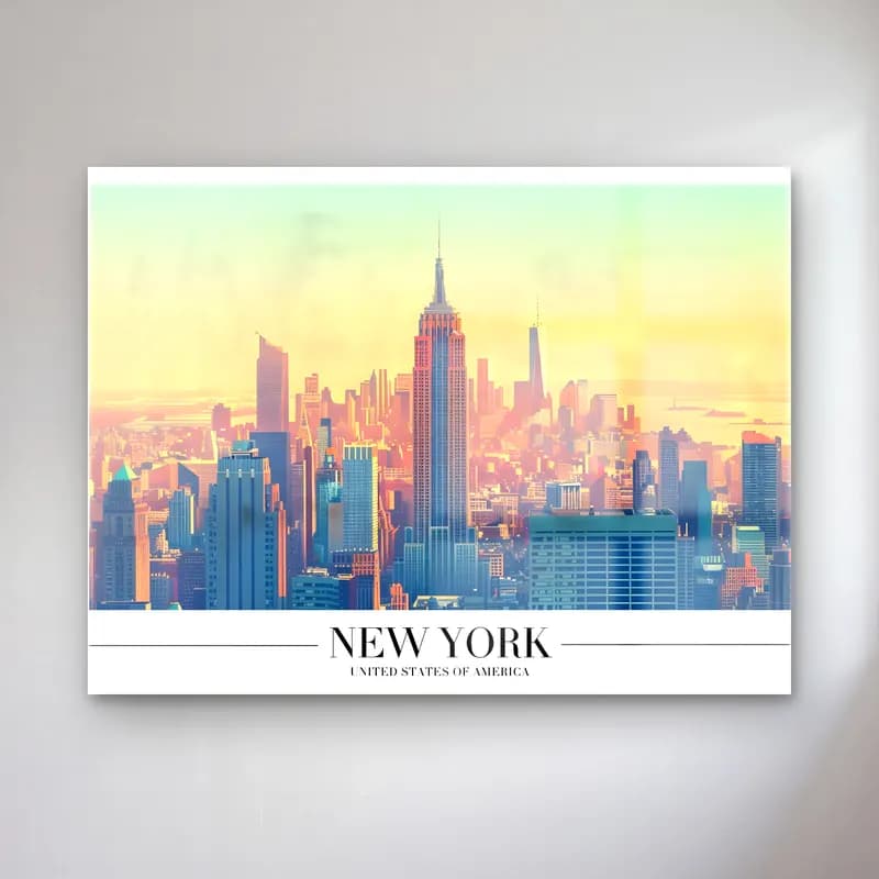 Pastel New York Silüeti No. 11 cam tablo — Pastel New York Silüeti No. 11 — pastel new york silüeti