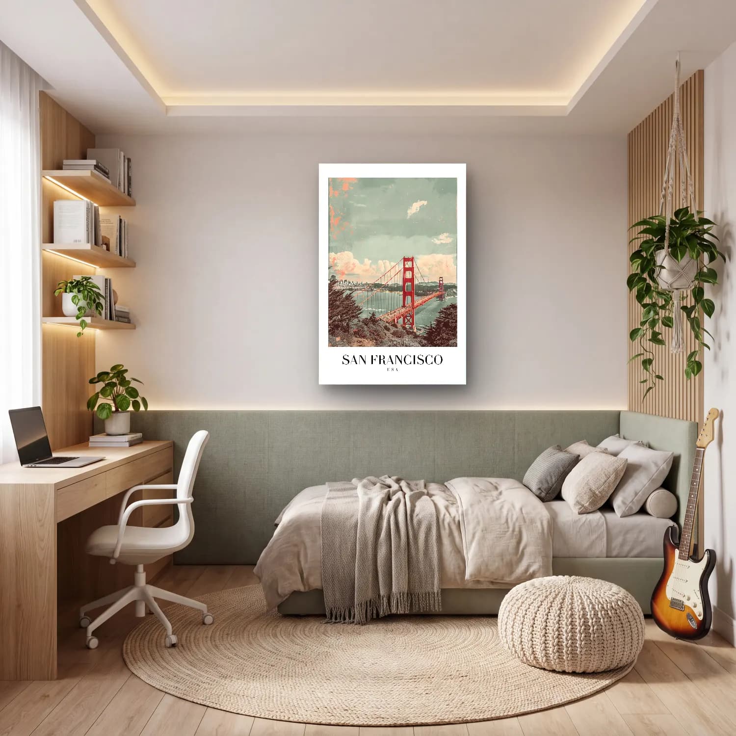Vintage Poster Köprü No. 5 cam tablo — genç odasında