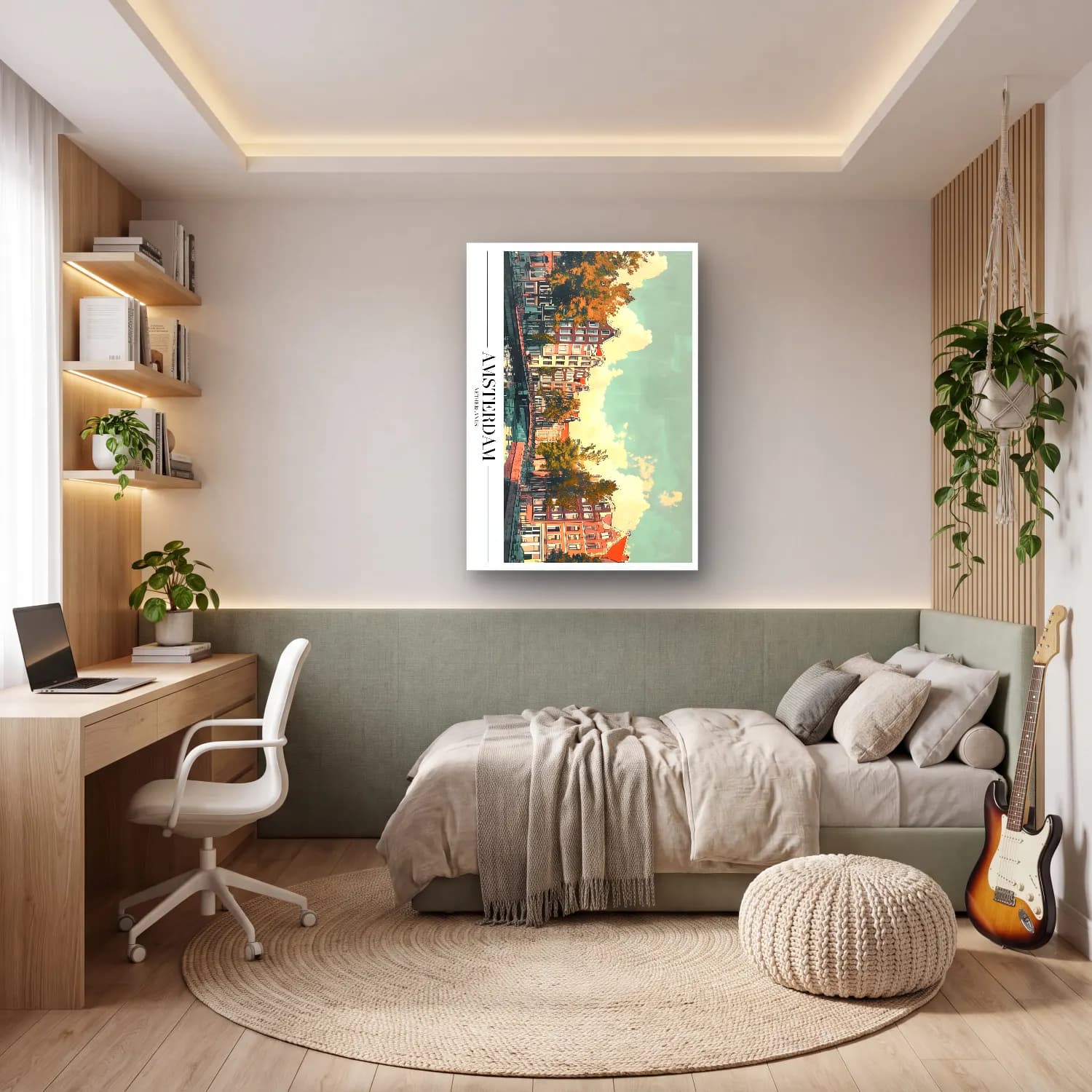 Pastel Kafeli Avrupa Sokağı No. 8 cam tablo — genç odasında