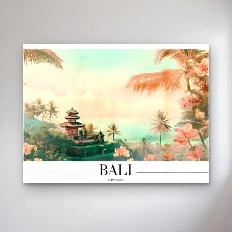 Pastel Palmiyeli Tropik Sahil No. 50 cam tablo — Pastel Palmiyeli Tropik Sahil No. 50 — pastel palmiyeli tropik sahil