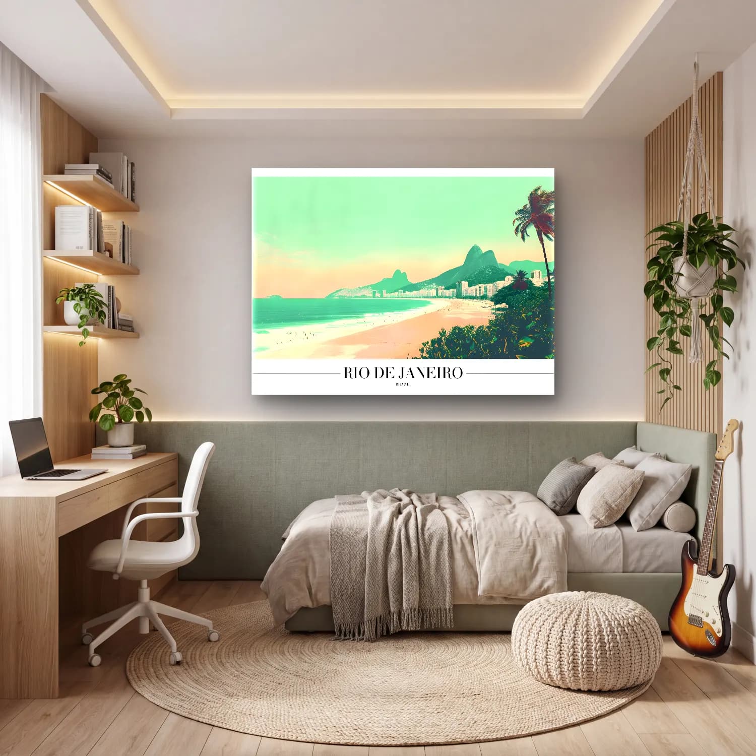 Pastel Sahilde İnsanlar – Pastel Tonlar cam tablo — genç odasında