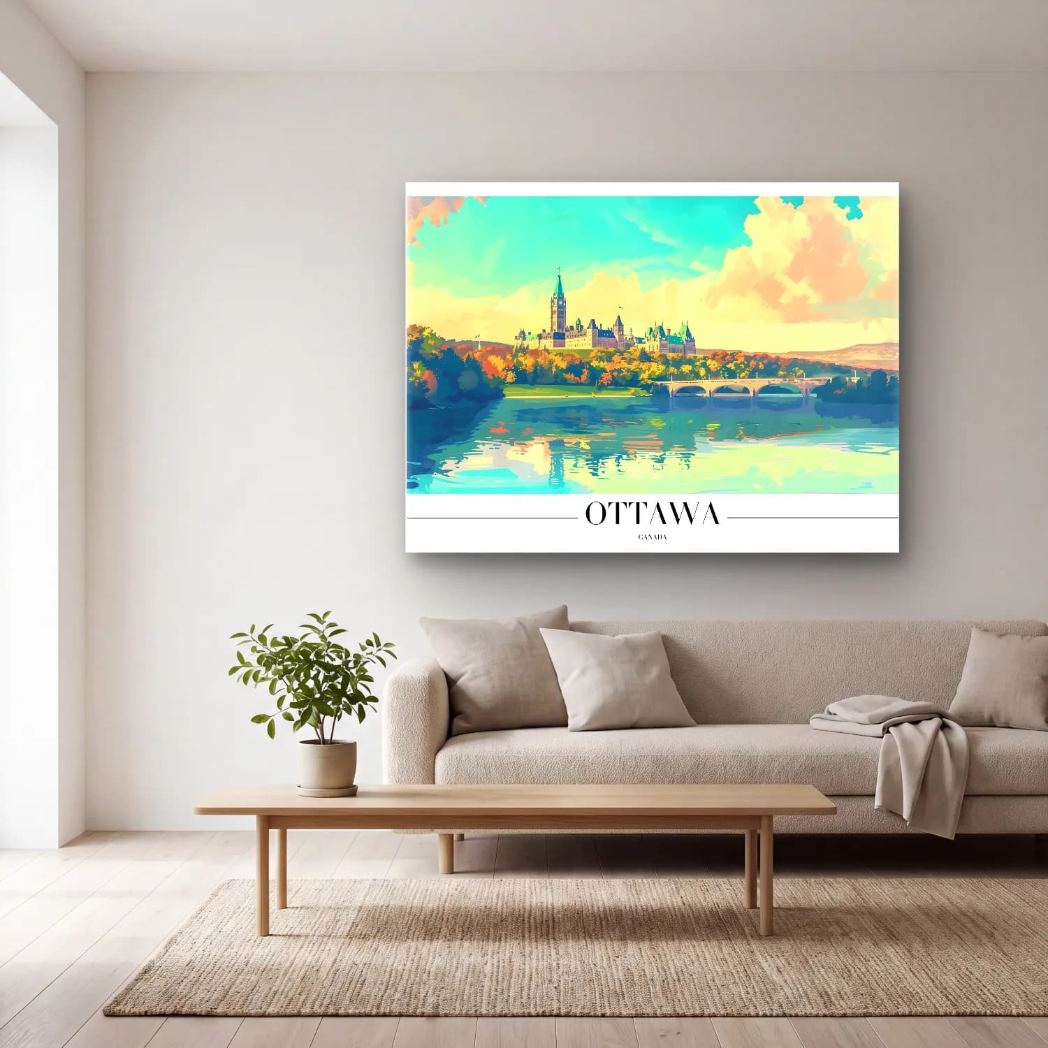 Pastel Şato – Turkuaz Tonlar cam tablo — açık renk salonda