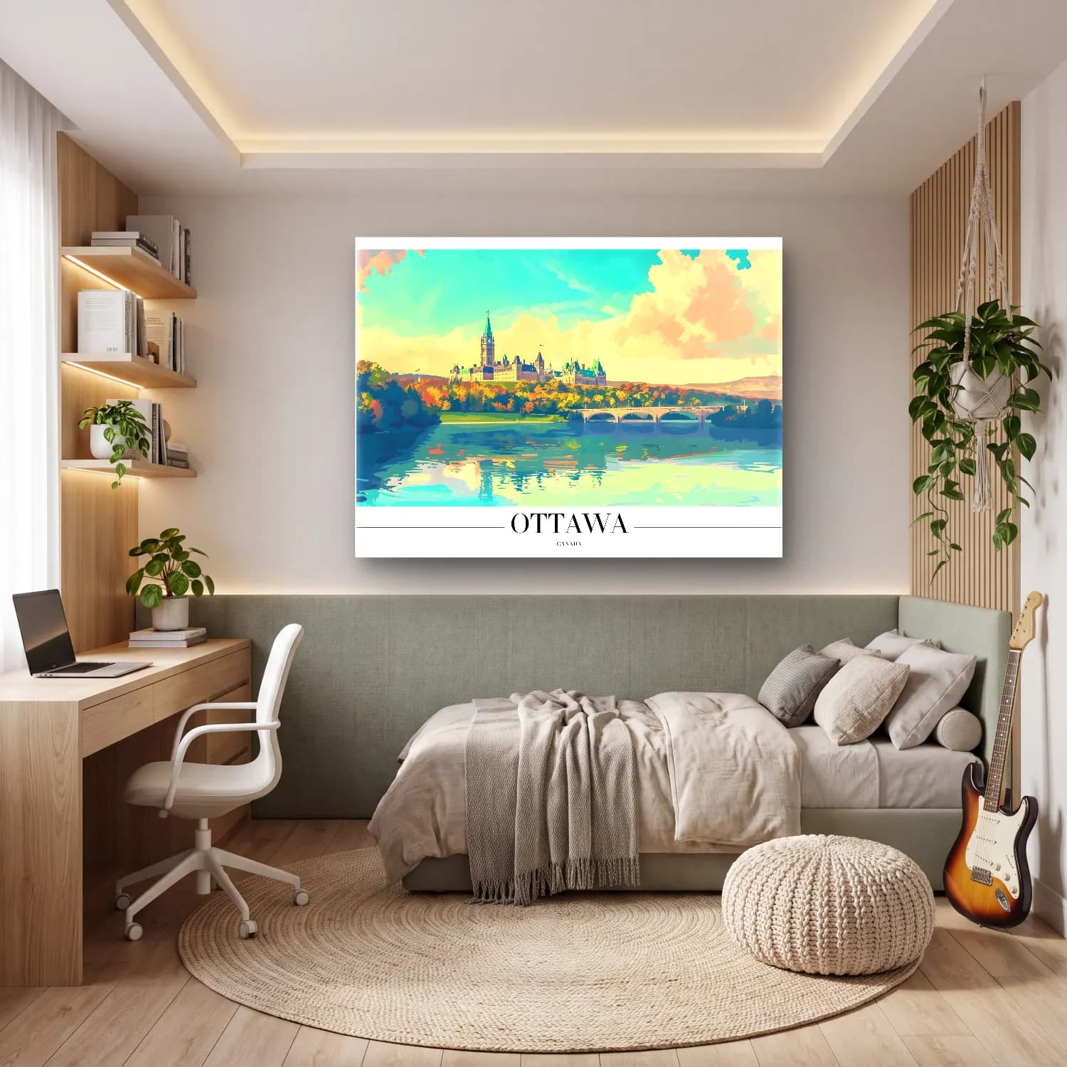 Pastel Şato – Turkuaz Tonlar cam tablo — genç odasında