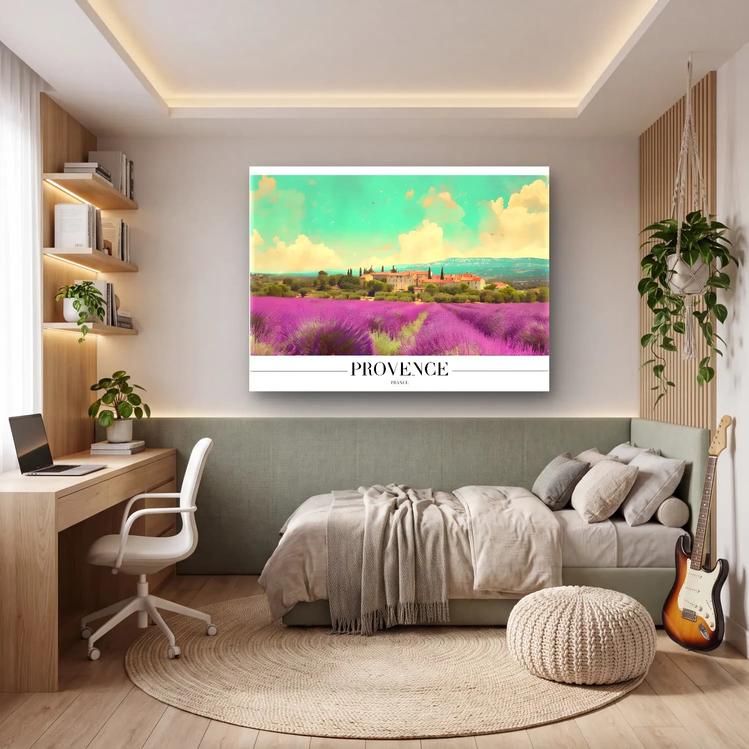 Pastel Lavanta Tarlası No. 8 cam tablo — genç odasında