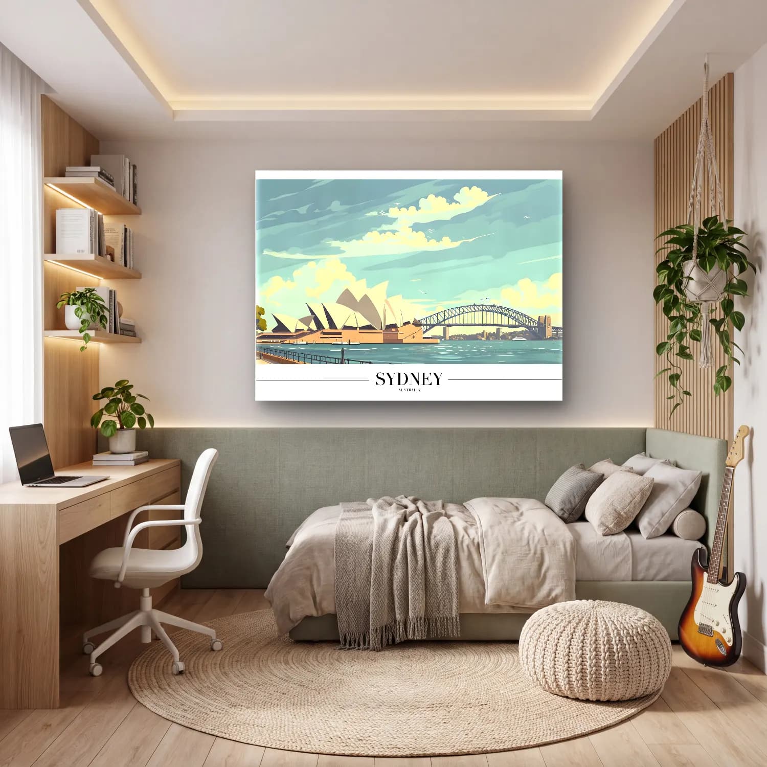 Pastel Köprü No. 6 cam tablo — genç odasında