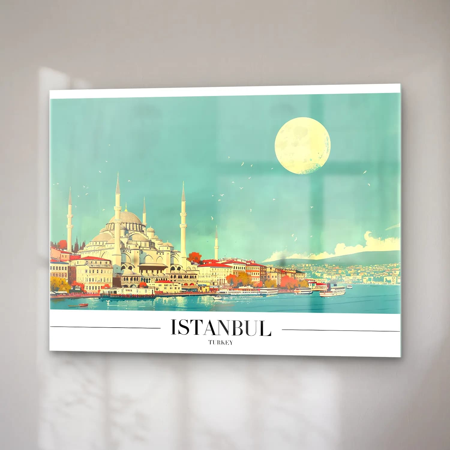 Vintage Poster İstanbul No. 2 cam tablo — sağ açıdan görünüm