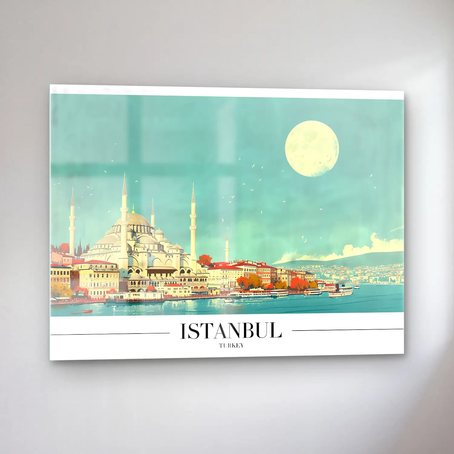 Vintage Poster İstanbul No. 2 cam tablo — sol açıdan görünüm