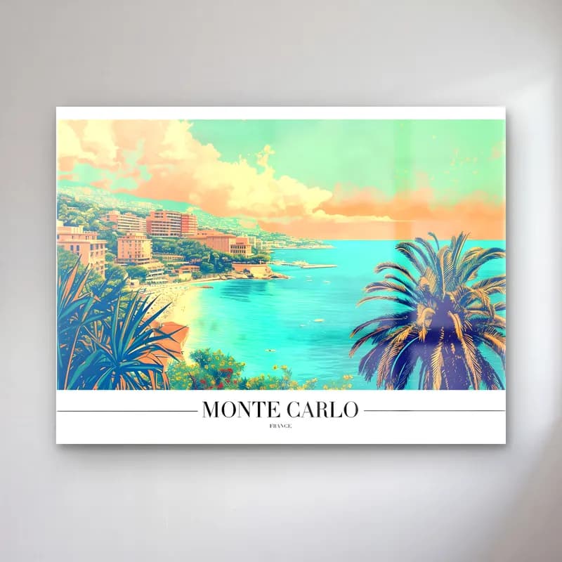 Pastel Akdeniz Sahil Kasabası No. 19 cam tablo — Pastel Akdeniz Sahil Kasabası No. 19 — pastel akdeniz sahil kasabası