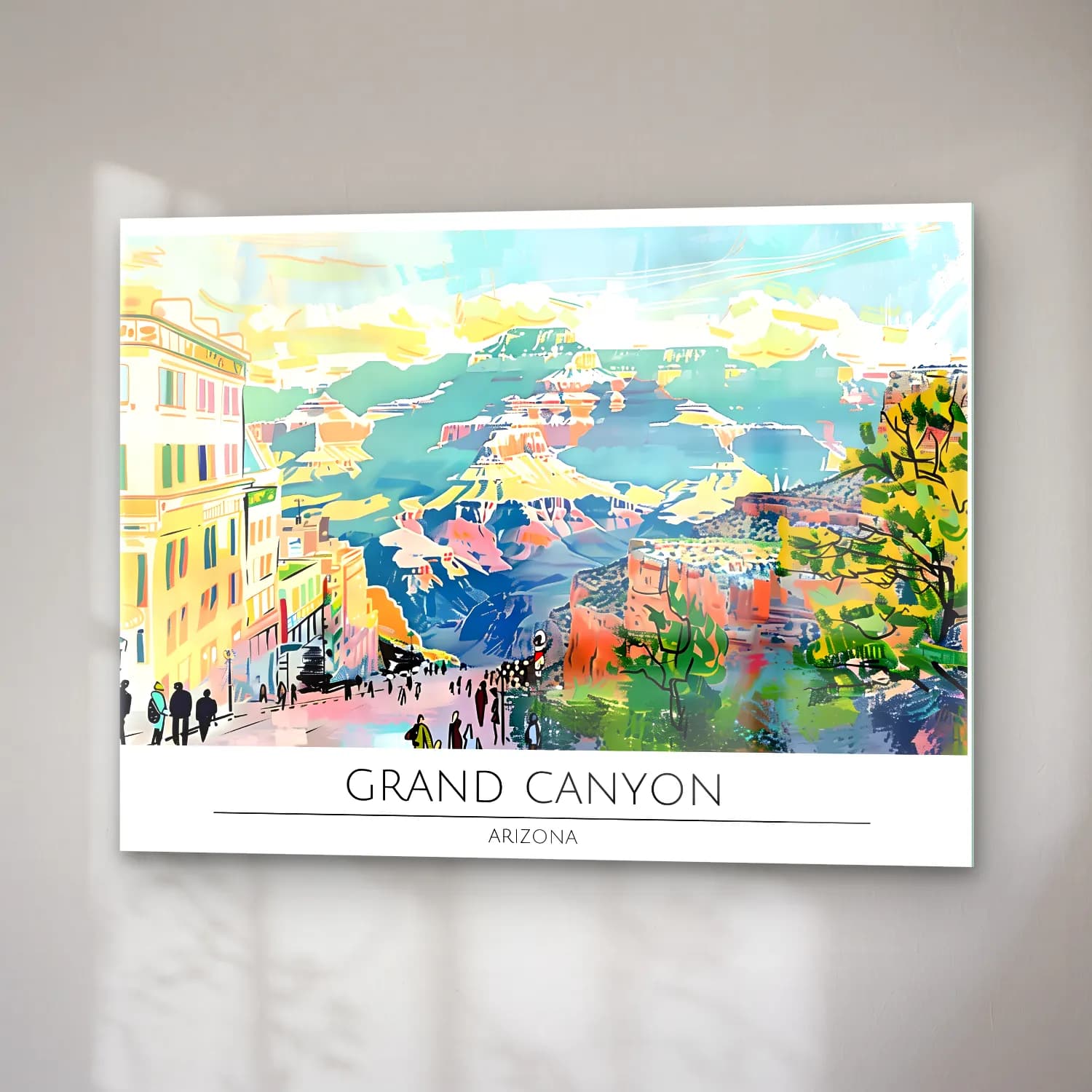 Vintage Poster Dağ Manzarası No. 5 cam tablo — sağ açıdan görünüm