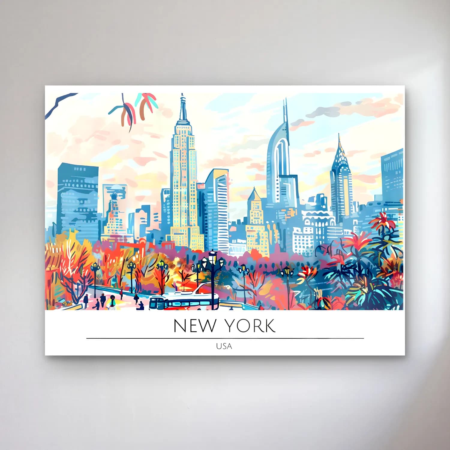 Pastel New York Silüeti No. 12 cam tablo — Pastel New York Silüeti No. 12 — pastel new york silüeti